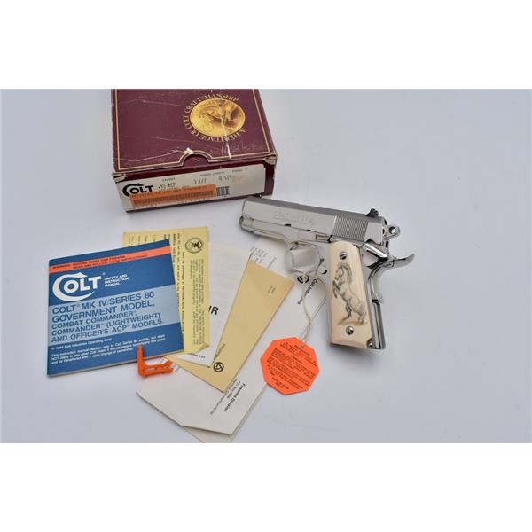 1911 RARE Colt Officers ACP MK IV Series 80 BSTS .45 w/ IVORY GRIPS BOXED LFF 3 inch " barrel