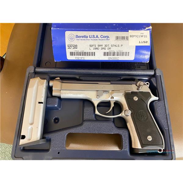 9mm Luger Beretta 92 FS Stainless - RARE 92FS