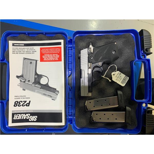 .380 ACP NR Sig Sauer p238 Stainless 2tone 380 ext mags 150rd ct w Hogue & holster 3 inch " barrel 238-380-T