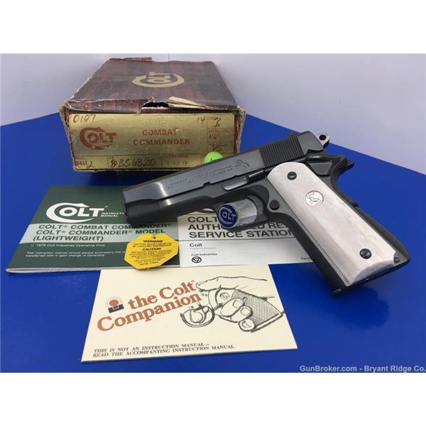 Colt Series 70 Combat Commander .45 Acp Blue 4.25" *GENUINE STAG GRIPS* 4 inch " barrel