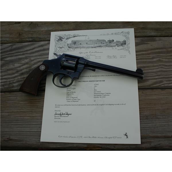.38 Colt Police Positive 6" 1936 Golden Gate Bridge guard force, see desc