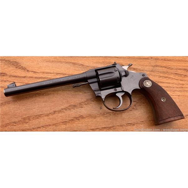 1931 COLT 6" BLUE .22 POLICE POSITIVE TARGET ORIG WALNUT GRIPS LR C&R