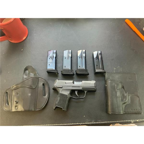 9mm Luger P365 Nitron Micro-Compact Sig Sauer 9MM w/ Manual Safety Package - 1 Owner Never Fired. 4 Mags, 2 Holsters