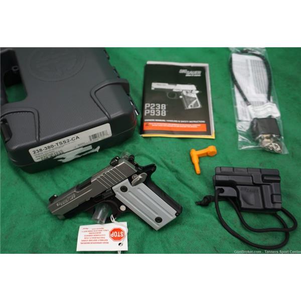 .380 ACP Sig Sauer UNFIRED P238 2-Tone CA Compliant 380 380acp Like New LNIB $.01 Start 3 inch " barrel