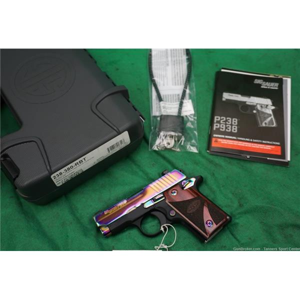 .380 ACP UNFIRED Sig Sauer P238 238-380-RBT Rainbow Slide Like New LNIB 3 inch " barrel
