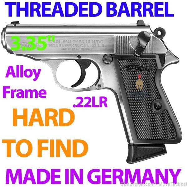 .22 LR WALTHER PPK/S 22LR Nickel PPK 22LR, 22lr PPKS