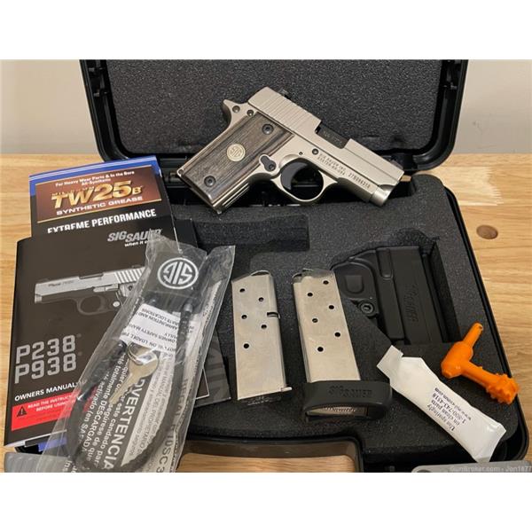 .380 ACP *Rare* Sig Sauer P238 HD Nickel, Night Sights, Blackwood Grips, LNIB!