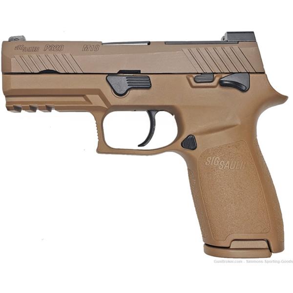 9mm Luger Sig Sauer P320 M18 Carry 3.9" 21-Round Semi-Auto Pistol Coyote Tan 798681654574 320CA-9-M18-MS-2M 4 inch " barrel