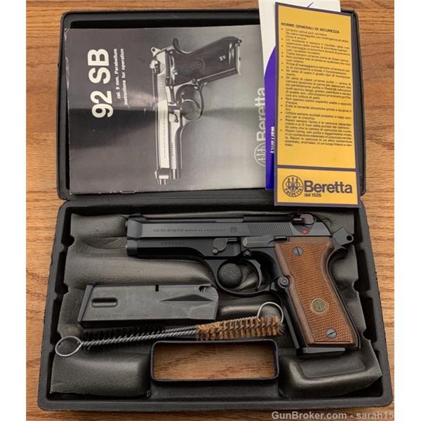 Other Model BERETTA MODEL 92SB COMPACT ALL BLUE WOOD GRIPS ORIG BOX & PAPERS 9MM
