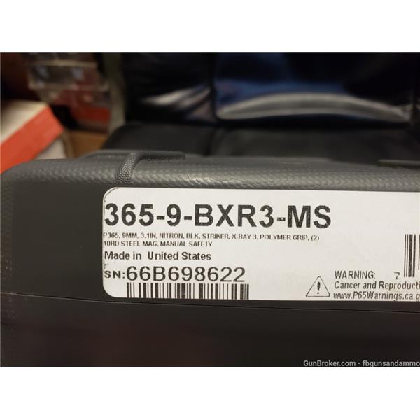 9mm Luger (9x19 Para) P365 Nitron Micro-Compact READY2SHIP! NEW SIG SAUER 9MM 3.1" SAFETY NIGHT SIGHTS 10+1 3659BXR3MS 798681599479 3 inch " barrel 365-9-BXR3-MS 365 XL 9 MM