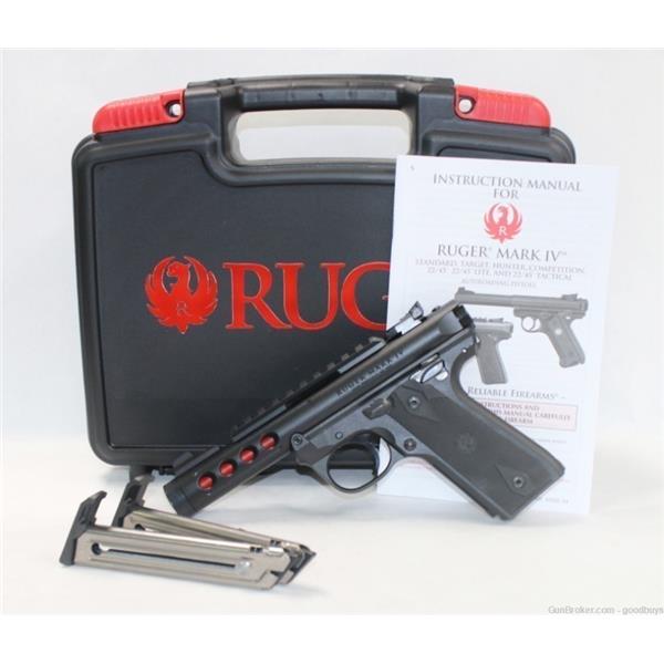 .22 LR Ruger / Sturm, & Co. Mark IV 22/45 Lite USMC Red 22LR 4.4In 2-10 Round Mags 43942 NIB TB 736676439423 BEACH 4 inch " barrel