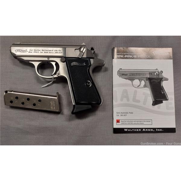 .380 ACP Walther Arms Used PPK/S 3" 7Rd .380ACP Stainless Steel Pistol Mfd Ft. Smith, AR 723364209956 4796004 3 inch " barrel