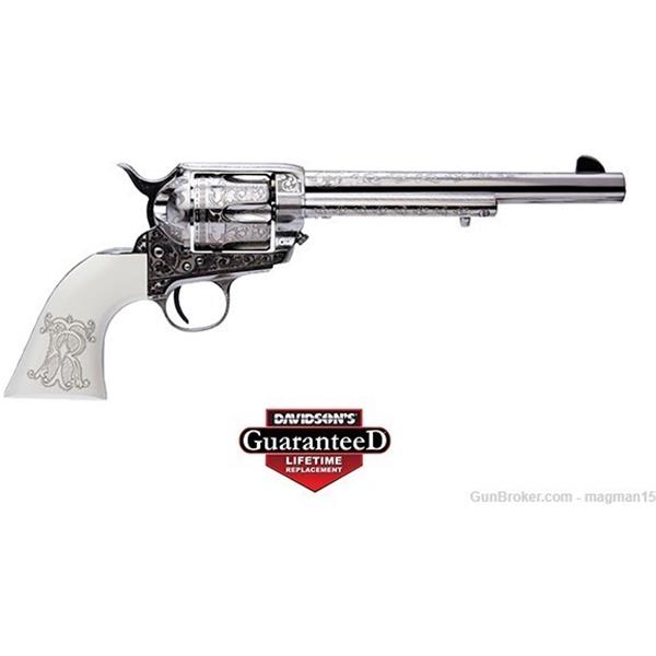 .45 Colt Single Action Army (SAA) Cimarron Firearms SAA TEDDY ROOSEVELT 45 COLT Revolver NICKEL ENGRAVED 45LC 7.5 NEW