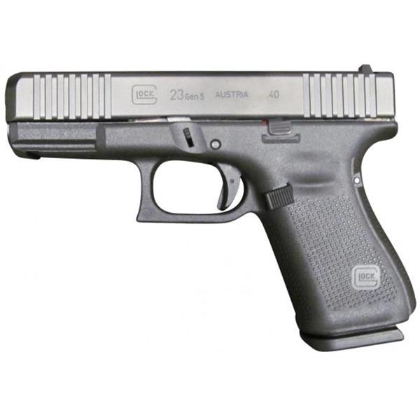 Glock G23 Gen5 Compact 40 S&W 4.02" Barrel 10+1 Black nDLC Steel with Front Serrations Slide Rough Texture Interchangeable Backstraps Grip Fixed Sights 764503043895