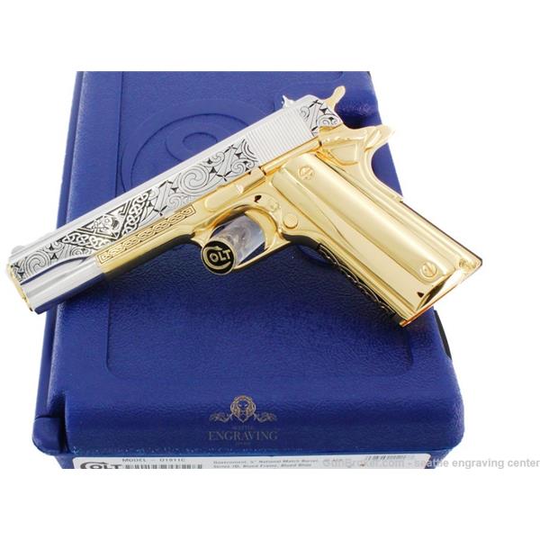 .45 ACP 1911/1991 Government Exclusive COLT 1911 45ACP, CELTIC Design, 24K Gold Plated 098289112224 O1911C-SS 5 inch " barrel