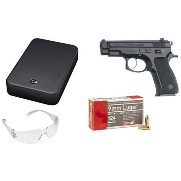 CZ-USA (Package Deal) CZ 01194 CZ-75 75-D 9mm 3.8" 10+1 Rubber Grip Black Finish 806703011943