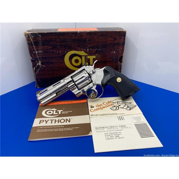 .357 Mag. 1984 Colt Python Absolutely Gorgeous 4" *BREATHTAKING BRIGHT STAINLESS* ET