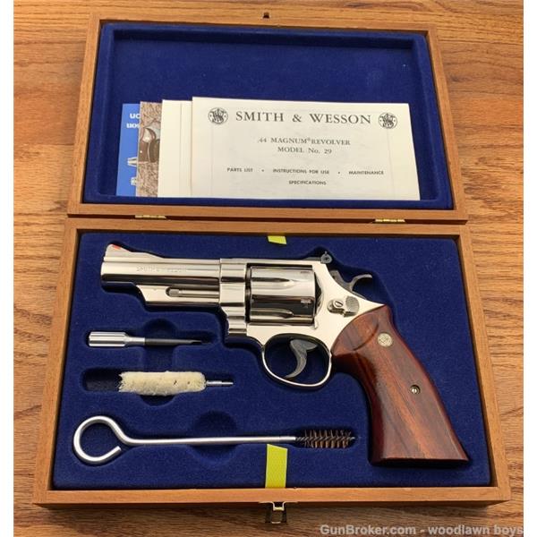 Other Model S&W 4" NICKEL MOD 29-2 ORIG PRES CASE TOOLS & PAPERS OUTER SHIPPER .44 MAG