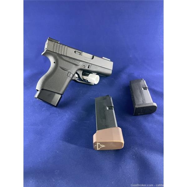 9mm Luger G43 Glock 43 w True Glow Night Sights and Talon +2 Extension 3 inch " barrel