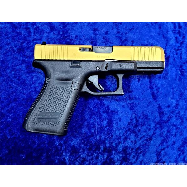 9mm Luger G19 GEN5 Glock 19 Gen 5 Gold Slide 4" Barrel (1) 15rd Mag Front Serrations 4 inch " barrel