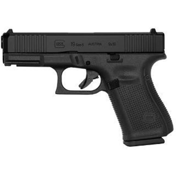 Glock, G19 Gen5, Striker Fired, 9mm, 10+1 Round, 4.02" Barrel, 3-10rd Mags | Front Serrations 764503037238