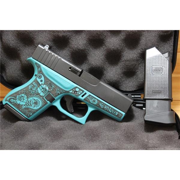 9mm Luger G43 Glock 43 Engraved Tiffany/Paisley PENNY AUCTION 3 inch " barrel