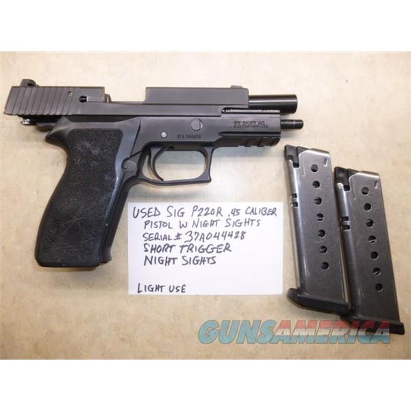 .45 ACP SIG SAUER Sig P220 Caliber Pistol, 2 Mags, Night Sights, Short Trigger, Very Lightly Used Police Trade-In P220R