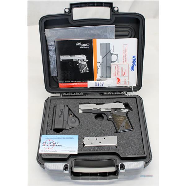 .380 (all) Sig Sauer P238 semi-automatic TWO TONE pistol ~ .380ACP Box & Manual CONCEAL CARRY BLACKWOOD GRIPS