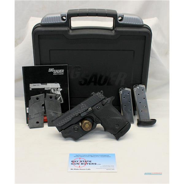 .380 (all) Sig Sauer P238 semi-automatic DIAMOND PLATE pistol ~ .380ACP Box & Manual RED DOT SIGHT Hogue Grips EXTRA MAGAZINES