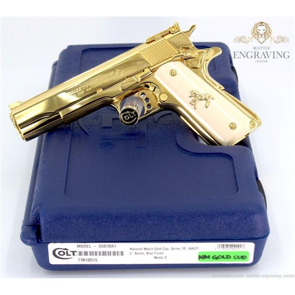 .45 ACP Gold Cup National Match (Series 70) 24K GOLD COLT CUP NM S70 45AP 5'' BARREL 098289042927 O5870A1 5 inch " barrel