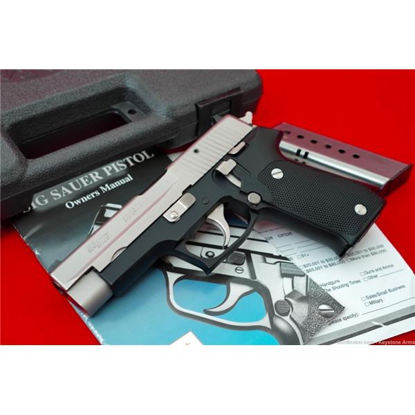 Awesome Sig Sauer P220 .45 ACP Nickel & Blue w/ Case Consignment