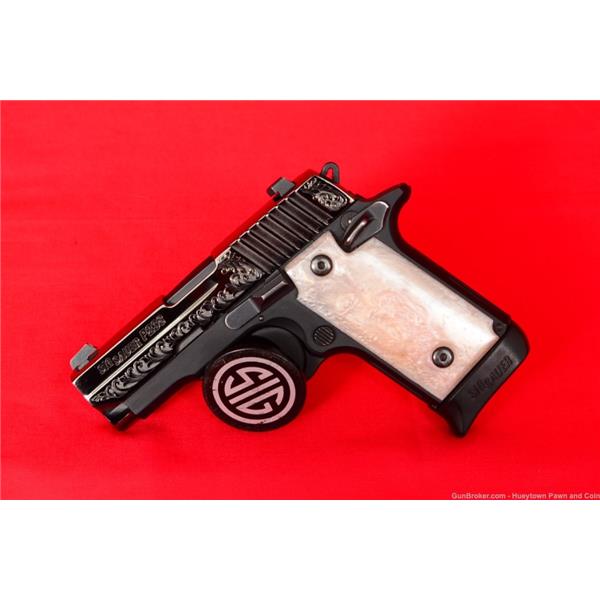 .380 ACP Sig Sauer NICE SIG P238 ENGRAVED BLACK CHROME 380 ROSE Pearl Grips not Colt Glock 42