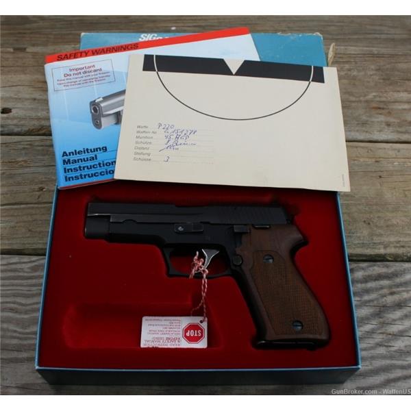 .45 ACP SIG SAUER P220 .45ACP West Germany mfg 1987 w/ box & factory test target 45