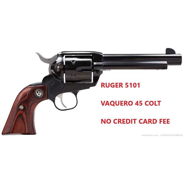 .45 Colt Vaquero Blued Ruger / Sturm, & Co. RUGER 5101 VAQUERO 45 COLT (LC) 5.50" 6 ROUND HARDWOOD GRIP BLUED 736676051014