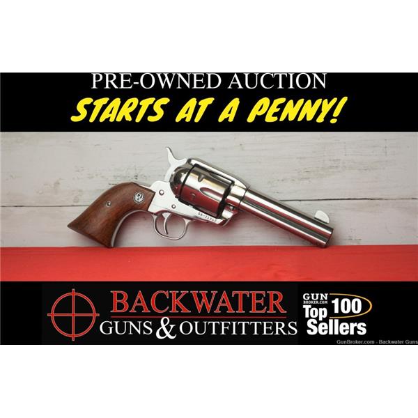 Vaquero Stainless Ruger / Sturm, & Co. Pre-Owned Polished .45 Colt with Wood Grips No Res! 4 inch " barrel