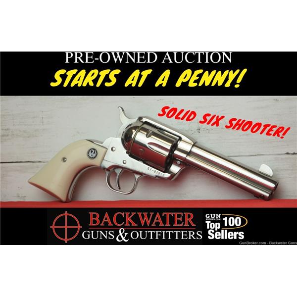 Vaquero Stainless Ruger / Sturm, & Co. Pre-Owned Polished .45 Colt with White Grips No Res 4 inch " barrel