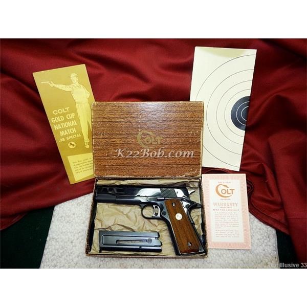 .38 Mid-Range Rare Mint 1961 Colt 1911 Gold Cup National Match 38 Special Mid Range W Box 5 inch " barrel
