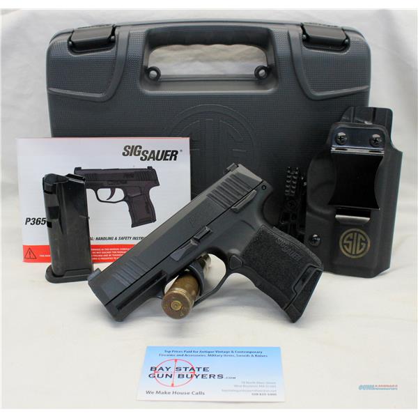 9mm Luger Sig Sauer P365 semi-automatic pistol ~ CONCEAL CARRY (Anti-Snag) Box, Manual & Mags MASS COMPLIANT