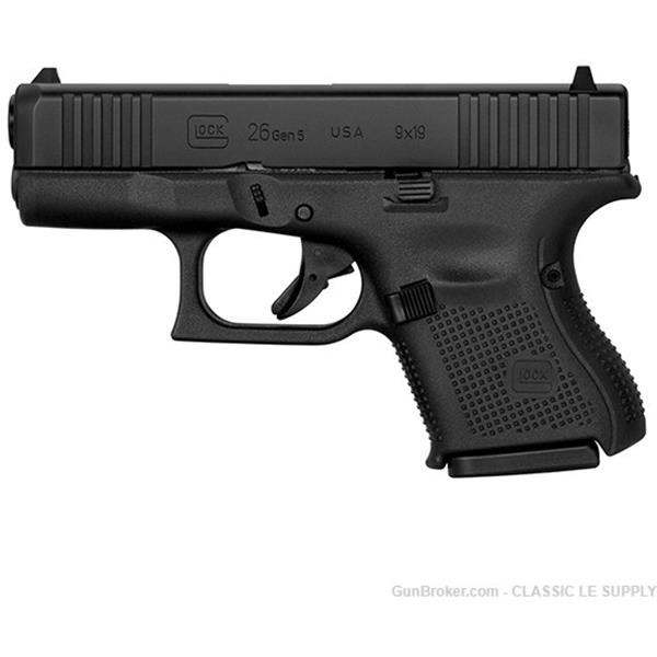 9mm Luger GLOCK 26 G26 GEN 5 USA MADE FRONT SERRATIONS 3.43? 10+1 9MM 3 MAGS INCLUDED 764503037337 G-I-80730 BDN 12/22/2021