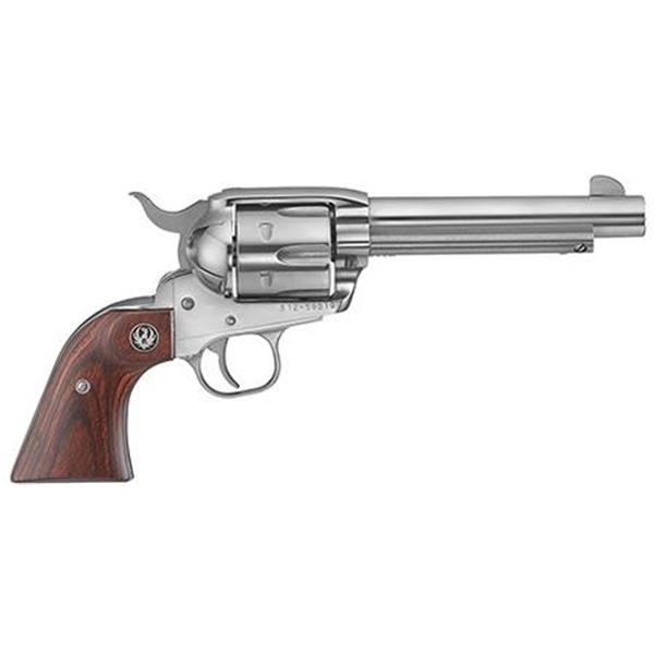 45 LC Ruger 5104 Vaquero Colt 5.5" Barrel, 6rd, Rosewood, High Gloss Stainless Steel Finish 736676051045