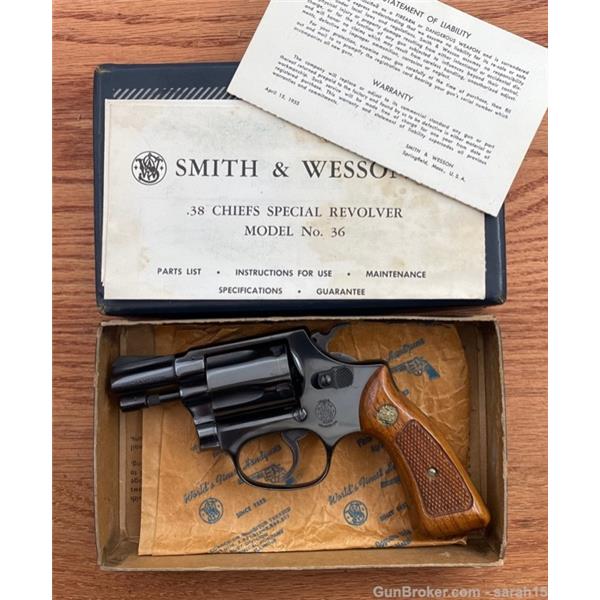 .38 Spl. Smith & Wesson / S&W 36 No Dash CHIEF'S SPECIAL Special 2" BLUED Snubby ORIGINAL BOX 2 inch " barrel