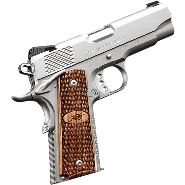 KIM3200195 Kimber, Stainless Pro Raptor II, Semi-Auto, 45 ACP, 4” Barrel, 8+1 Round, Tritium Night Sights, Zebrawood Grips 669278321950