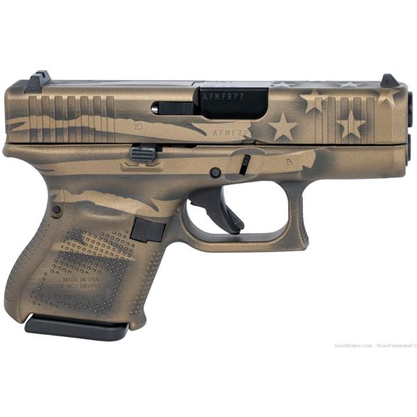 9mm Luger G26 Glock 26 Gen 5 Semi-auto Pistol Black/Coyote Battle Worn Flag UA265S204-BBBWFLAG