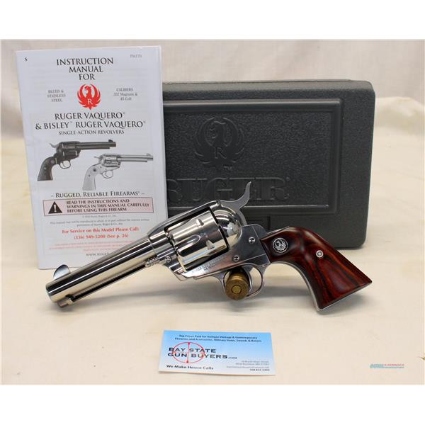 Ruger NEW VAQUERO Single Action Revolver ~ .45 Colt HIGH GLOSS STAINLESS STEEL Box and Manual