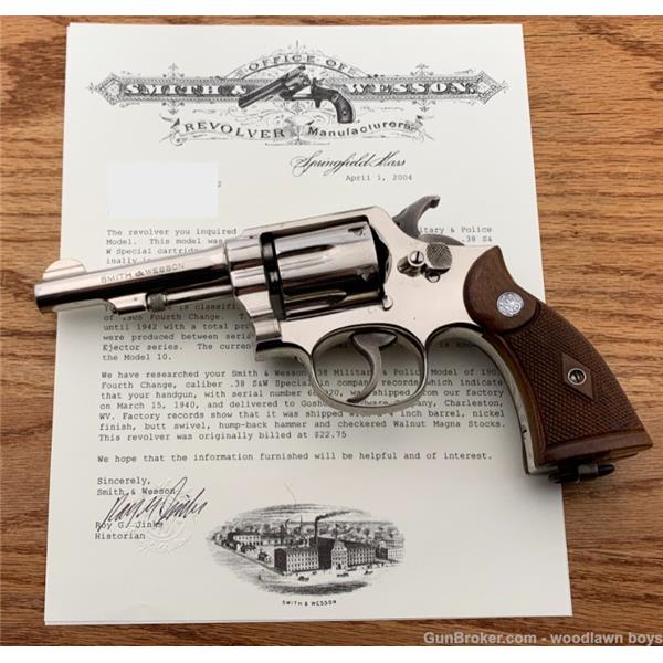 Other Model S&W 4" NICKEL .38 M&P 1905 4TH CHANGE HUMPBACK & LANYARD FACTORY LETTER
