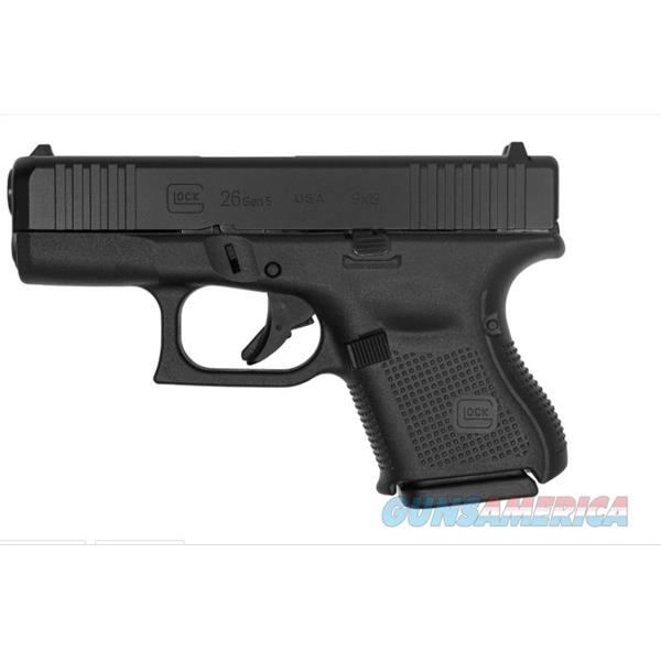 Glock G26 Gen5 Sub-Compact 9mm Luger 3.43" 10+1 Black nDLC Steel w/Front Serrations Slide Rough Texture Interchangeable Backstraps Grip Fixed Sights 764503037337 UA265S201