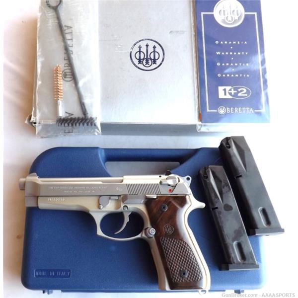 9mm Luger 92 FS (Made in Italy) BERETTA MODEL 92FS SEMI AUTO PISTOL CAL. 9MM STAINLESS 4.75" BARREL ITALY 5 inch " barrel