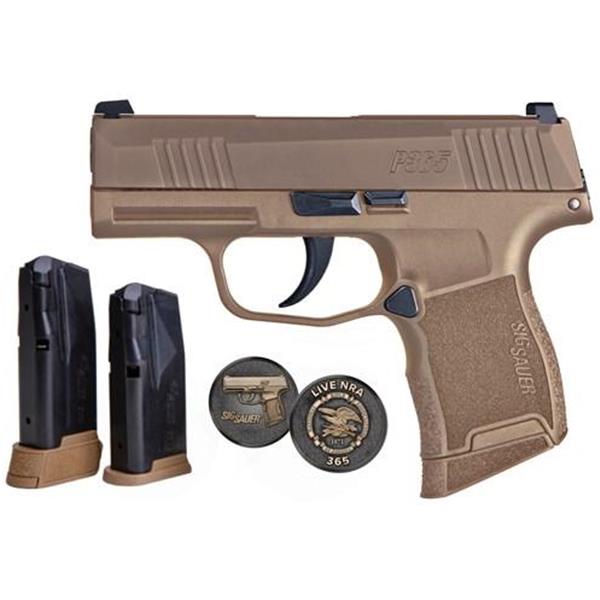Sig Sauer, P365 NRA, Semi-Auto, 9MM, 3.1" Barrel, 10+1 Round, Coyote Tan PVD Finish 798681607891