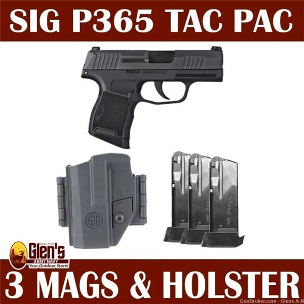 9mm Luger NEW Sig Sauer P365 TacPac 3.1" 365-9-BXR3-TACPAC - 3 Mags & Holster .01 798681621682 inch " barrel