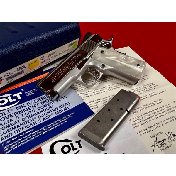 1911 Defender 1998 Colt Series 90 In Box .45 Acp *STUNNING BRIGHT STAINLESS*